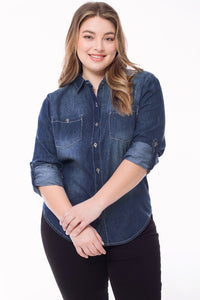 Plus Size Chambray Button Down