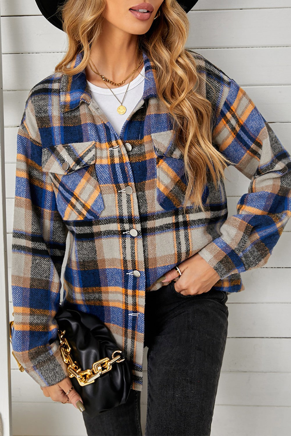 Royal Blue Plaid Shacket