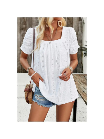 Square Neck ruched sleeve top