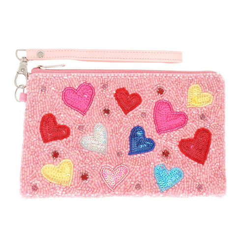 Heart Seed Bead Wristlet