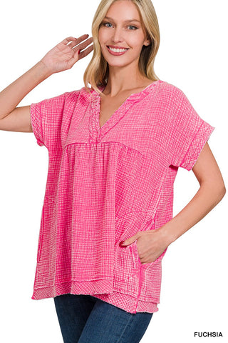 Hot Pink V-Neck