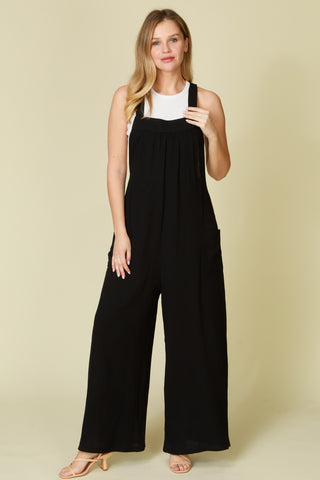 Black Solid Gauze Jumpsuit