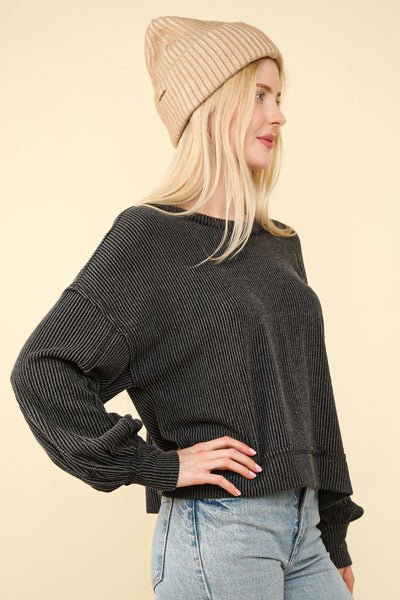Charcoal Knit Top