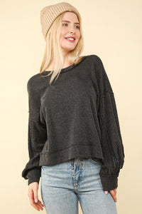 Charcoal Knit Top
