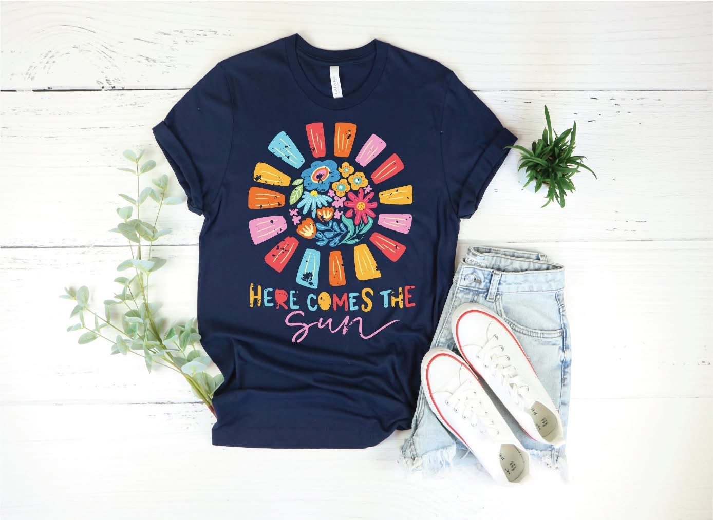 "Here Comes the Sun" Navy Blue tee
