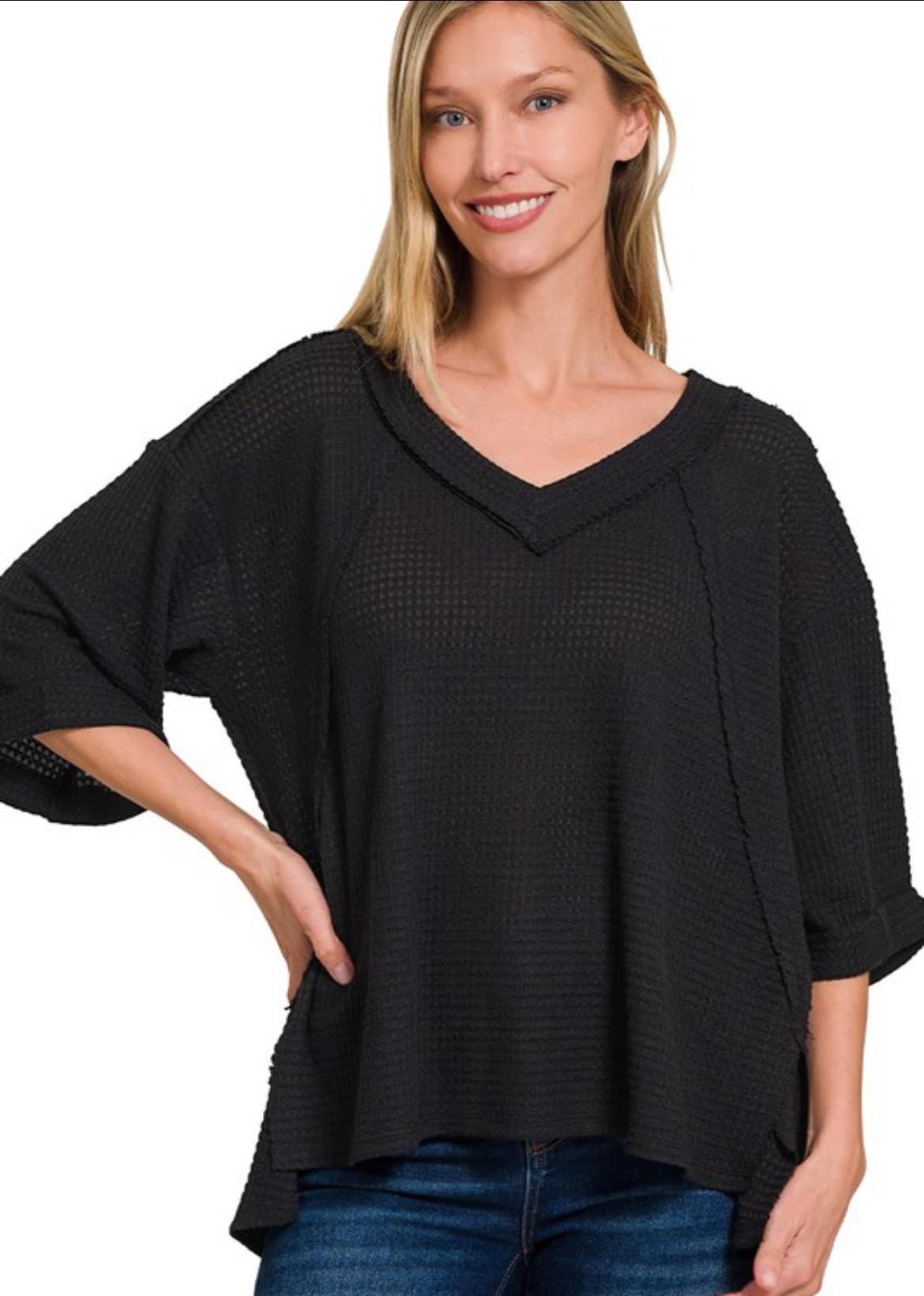 Black V-Neck Top