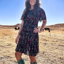 "Painted Night" Paisley Print Dress