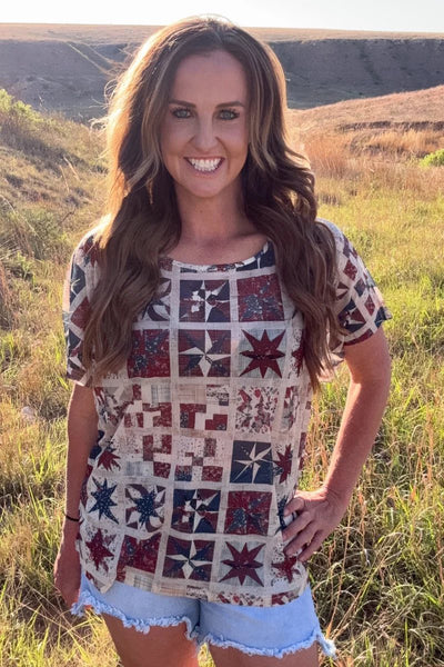 Patchwork Patriotic Top
