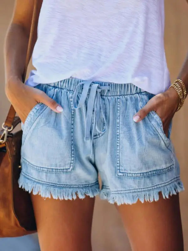 Denim Drawstring Shorts