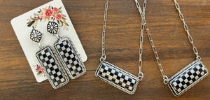 Western Checker Bar Earrings