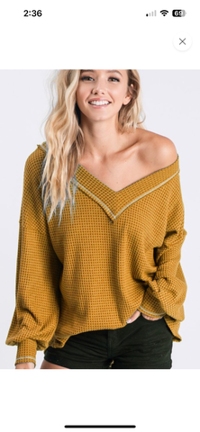 Dark Yellow V-Neck Top