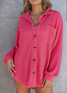 Bright Pink Waffle Top