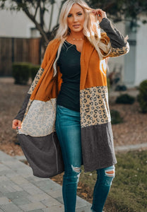 Color Block Leopard Print Cardigan