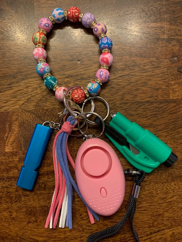 Multi-Color Beaded Safety Keychain