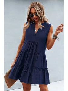 V-Neck Navy Dress