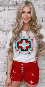 Aztec Print Patriotic Tee