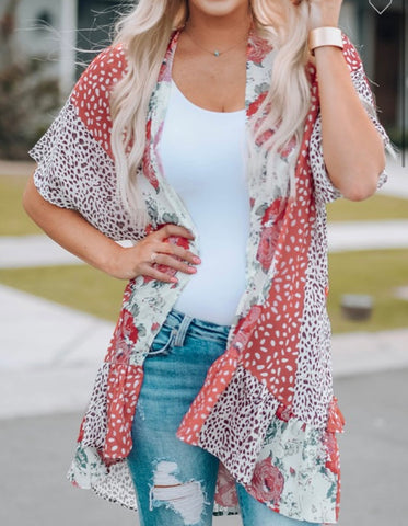 Wild Rose Animal Print Kimono