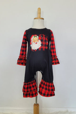Santa Plaid Baby Romper