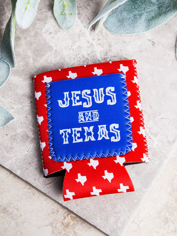 "Jesus and Texas" Patriotic Koozie