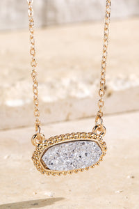 Silver Druzy Stone Pendant Necklace