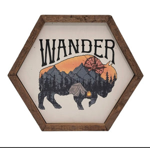 Hexagon Wooden Wander Sign