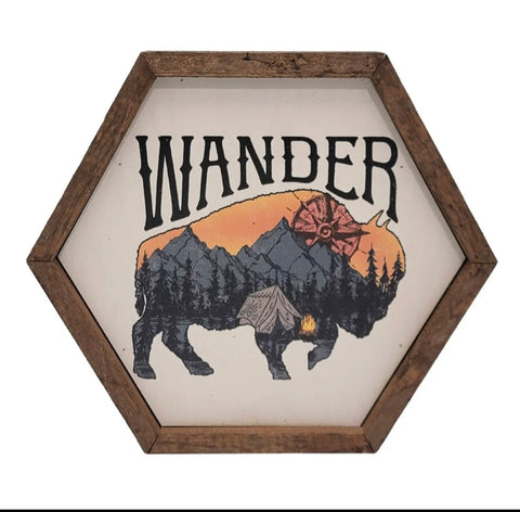 Hexagon Wooden Wander Sign