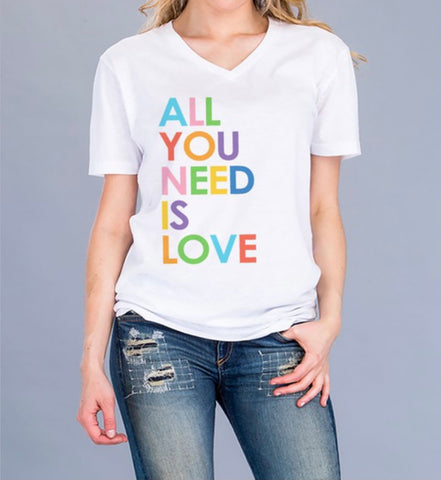 "All You Need Is Love" Plus Size V-Neck Tee